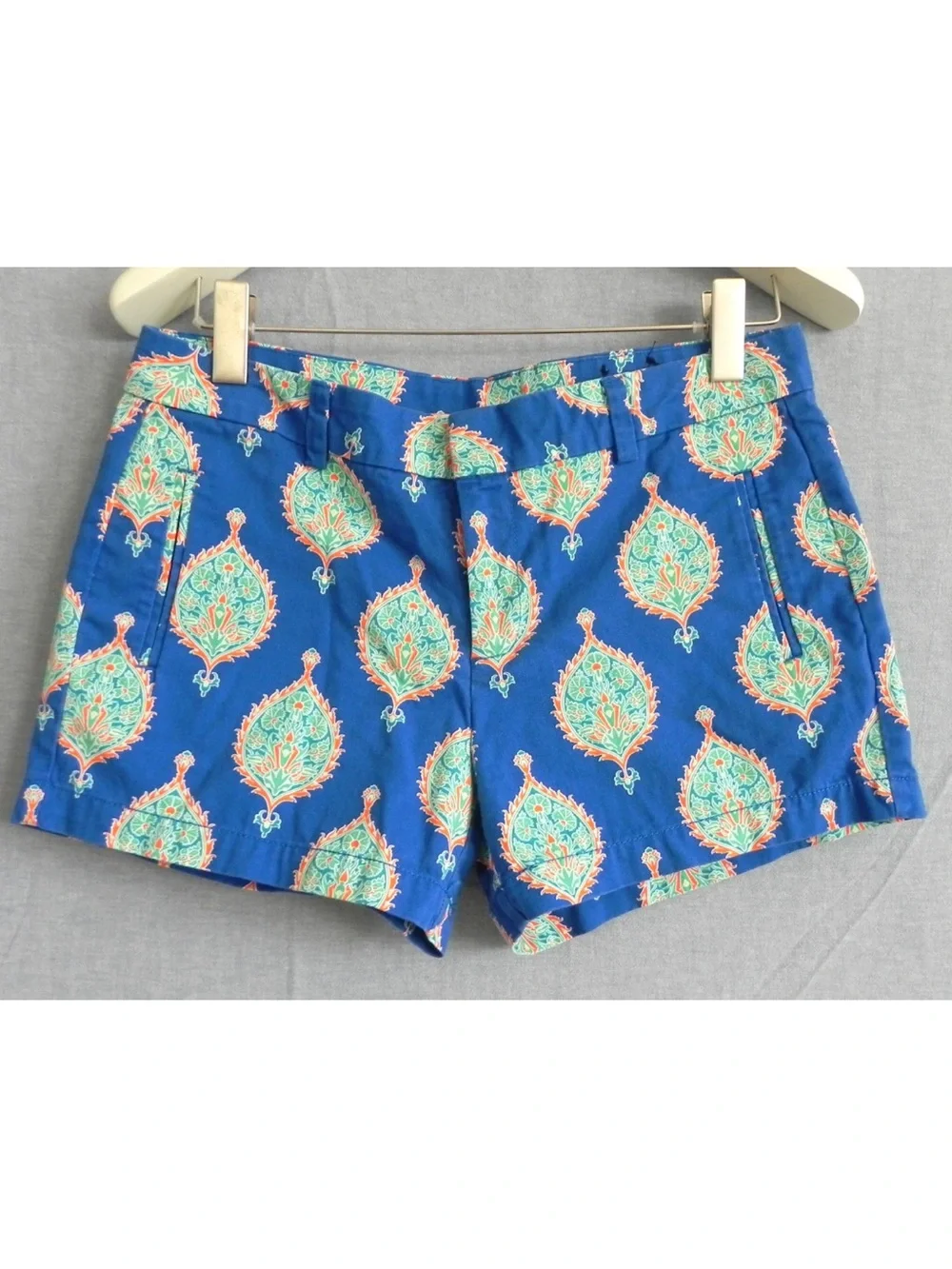 jcpenney Blue Printed Women's Shorts with Turquoise and Coral Motif